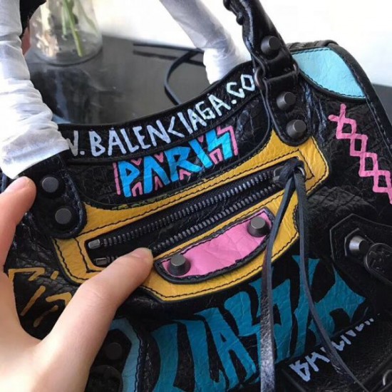 BALENCIAGA GRAFFITI CLASSIC CITY MINI